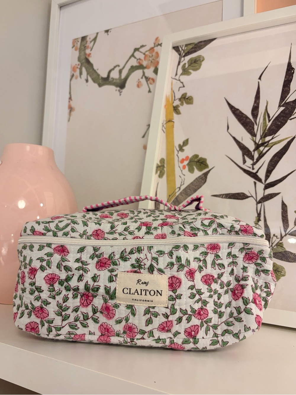 Organic cotton Floral Cosmetic Bag inspired by doen and sezane